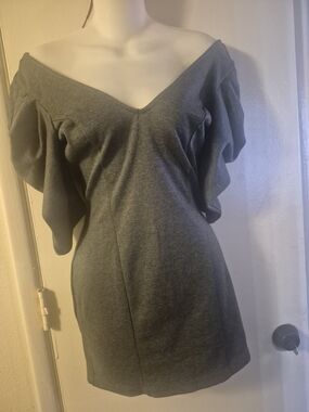 AKIRA Charcoal Gray Off-Shoulder Mini Dress